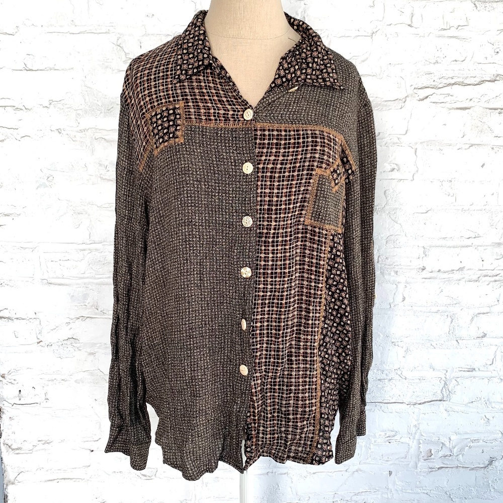 Koret Brown Patterned Button-Down Shirt